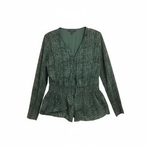 Banana Republic Green Ruched Long Sleeve Blouse – Size Small